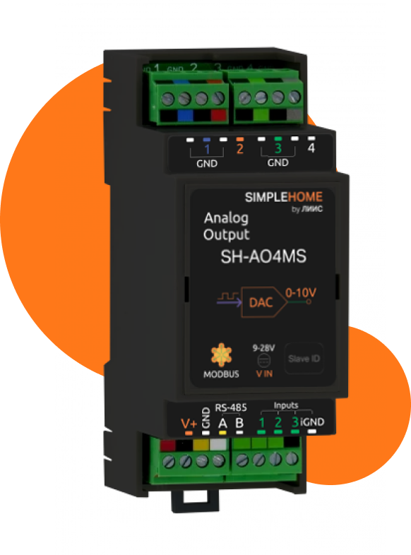 Модуль аналогового вывода 0-10В SH-AO4MS
